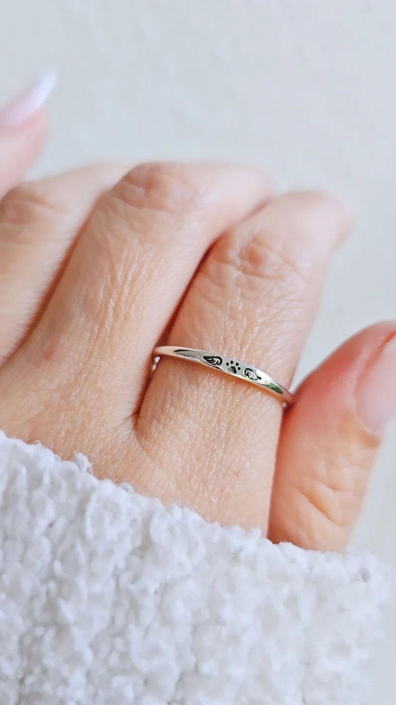 Paw Angel Wings Sterling Silver Ring