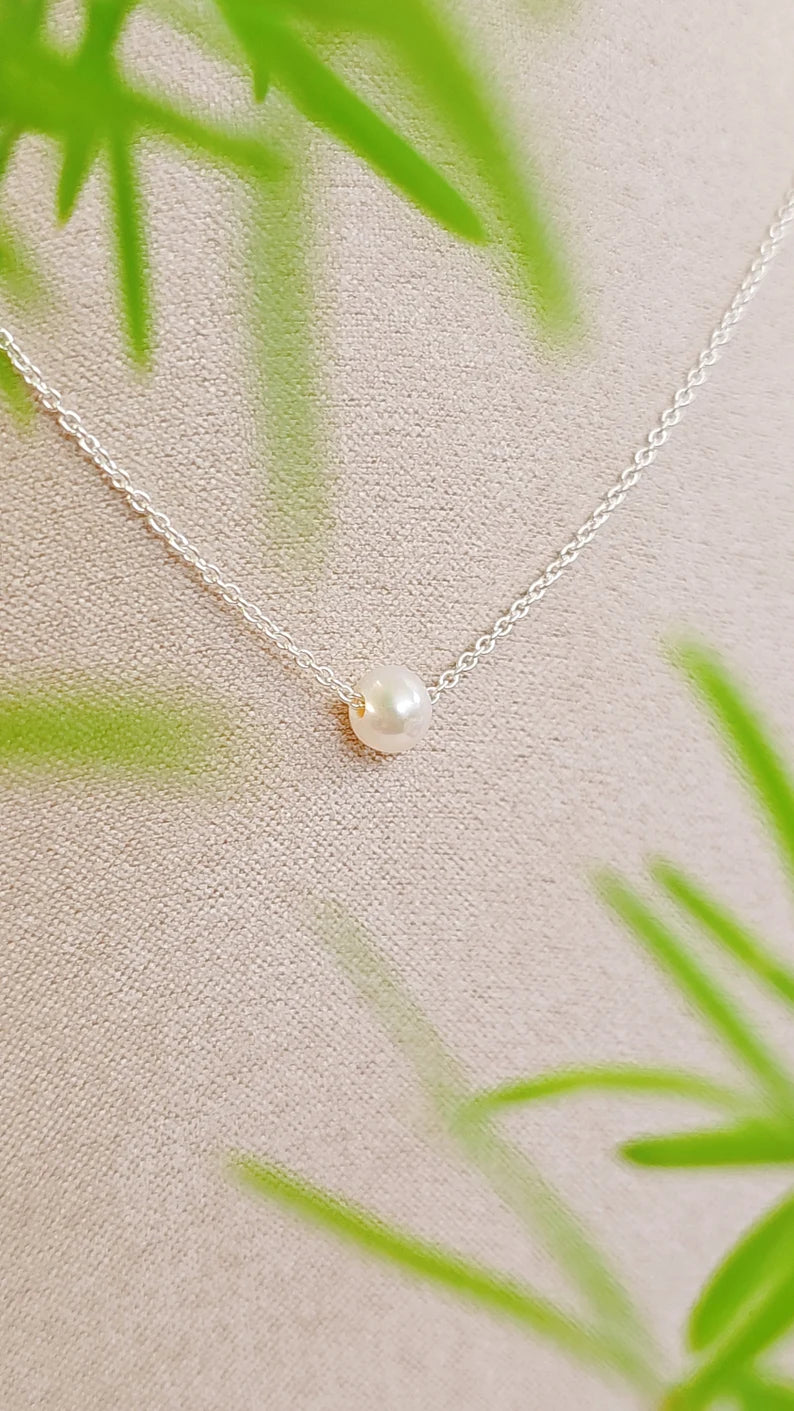 Floating Delicate Pearl Necklace