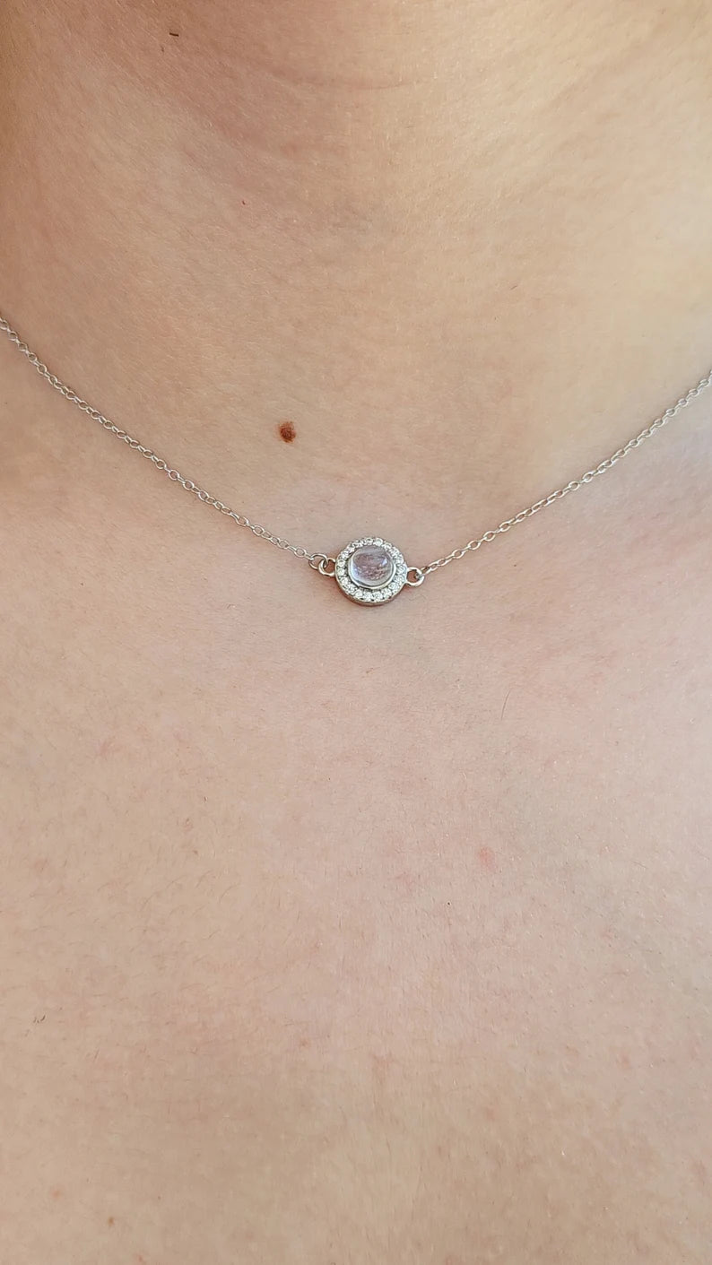 Dainty Moonstone Pendant Necklace