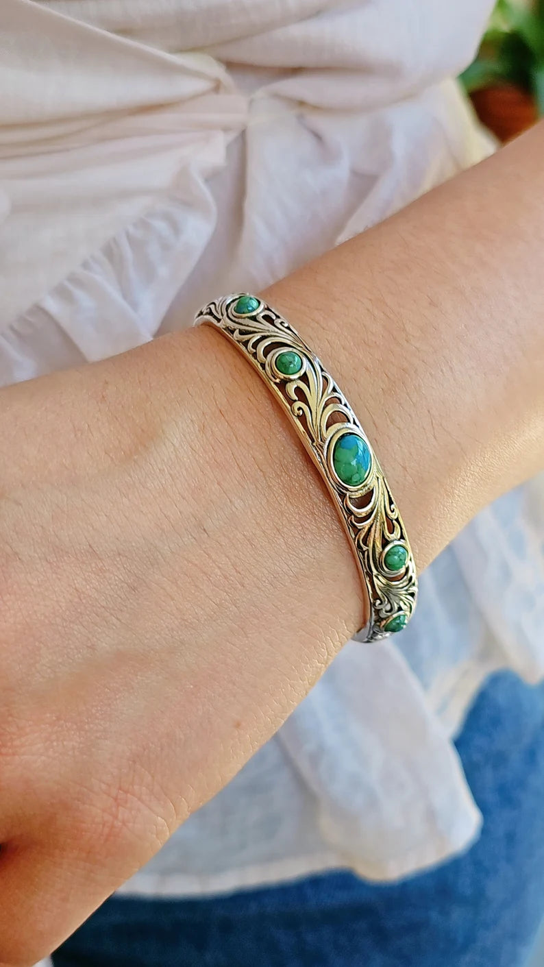 Turquoise Cuff Sterling Silver Bangle Bracelet