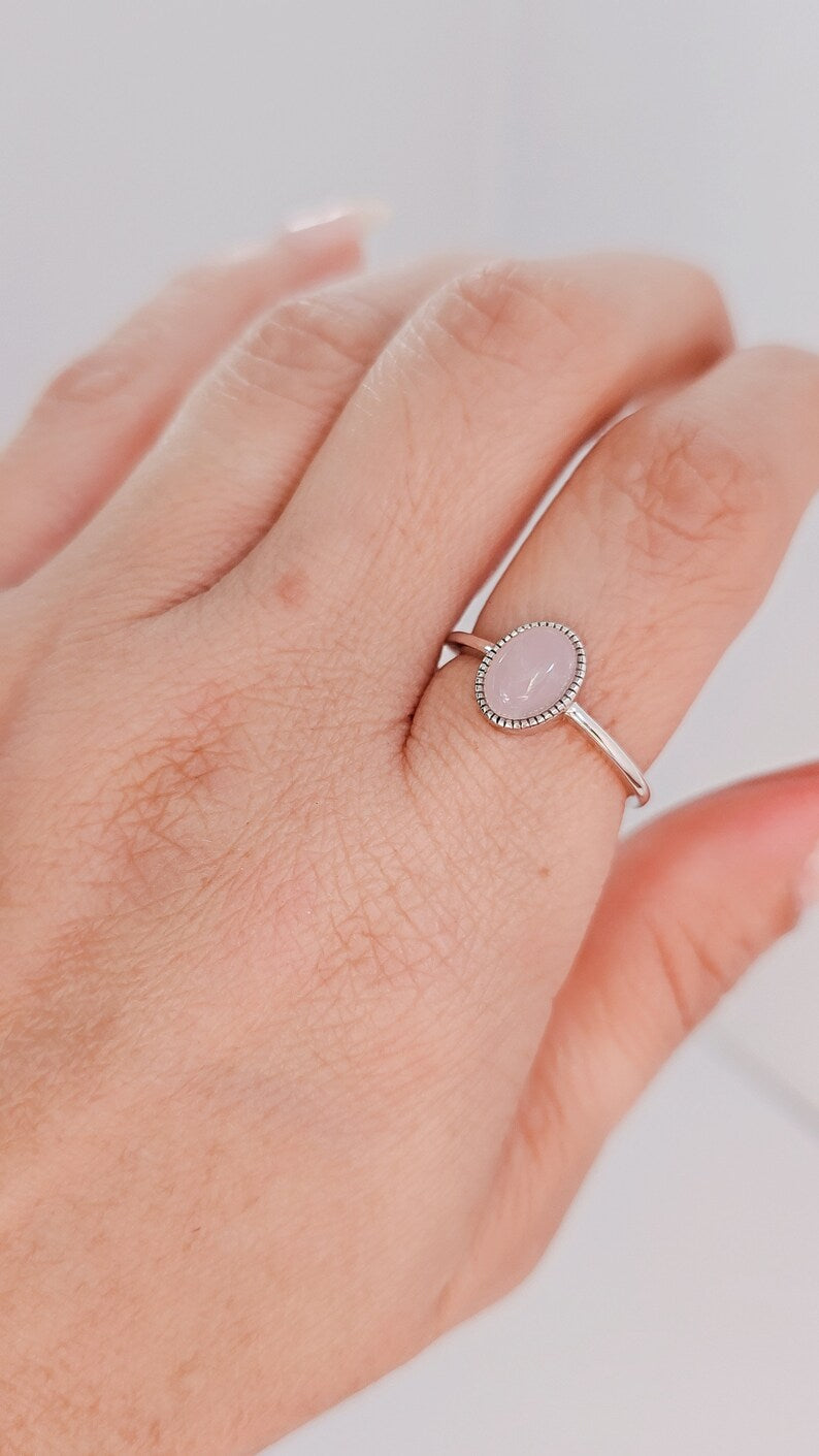 Sterling Silver 925 Natural Rose Quartz Ring
