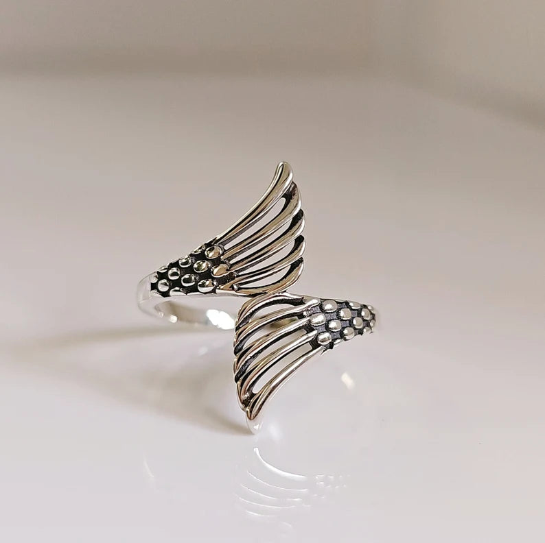 Wraparound Abstract Mermaid Sterling Silver Ring