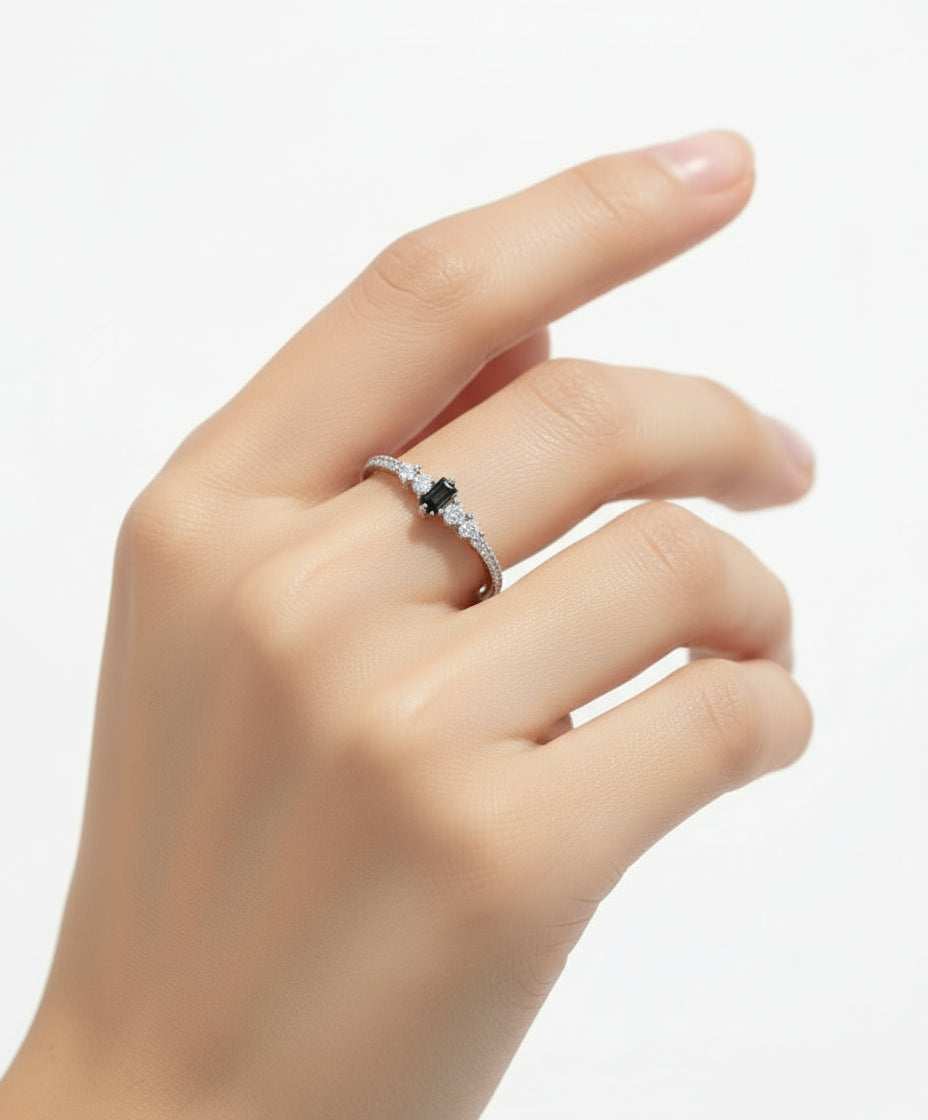 Black Onyx Sterling Silver Women Ring