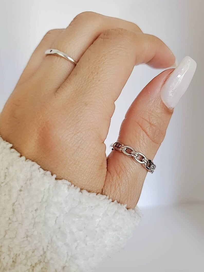 Sterling Silver Chain Stackable Ring