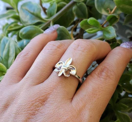 Fleur De Lis Sterling Silver Band Ring