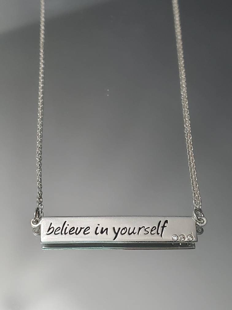 Sterling Silver "Believe in yourself" Bar Pendant Chain