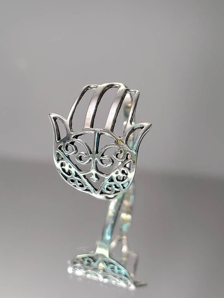 Sterling Silver Traditional Hamsa Hand Ring
