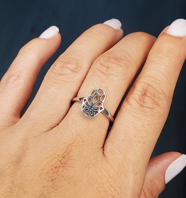 Thin Sterling Silver Hamsa Ring