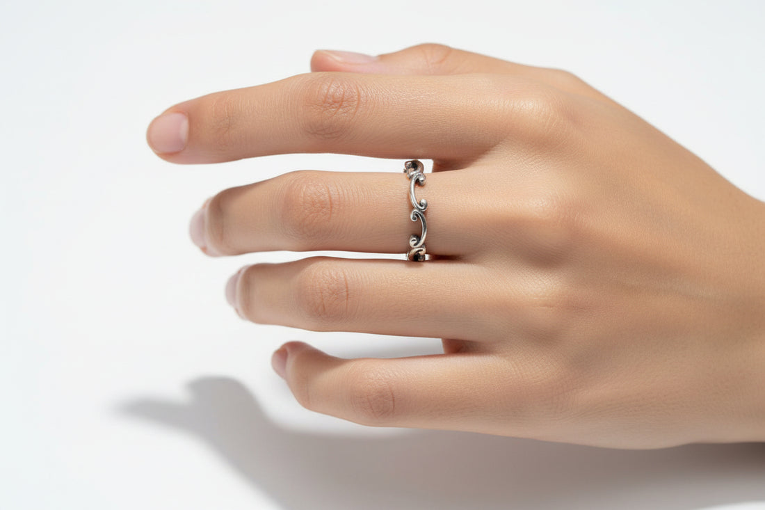 Sterling Silver Dainty Swirl Band