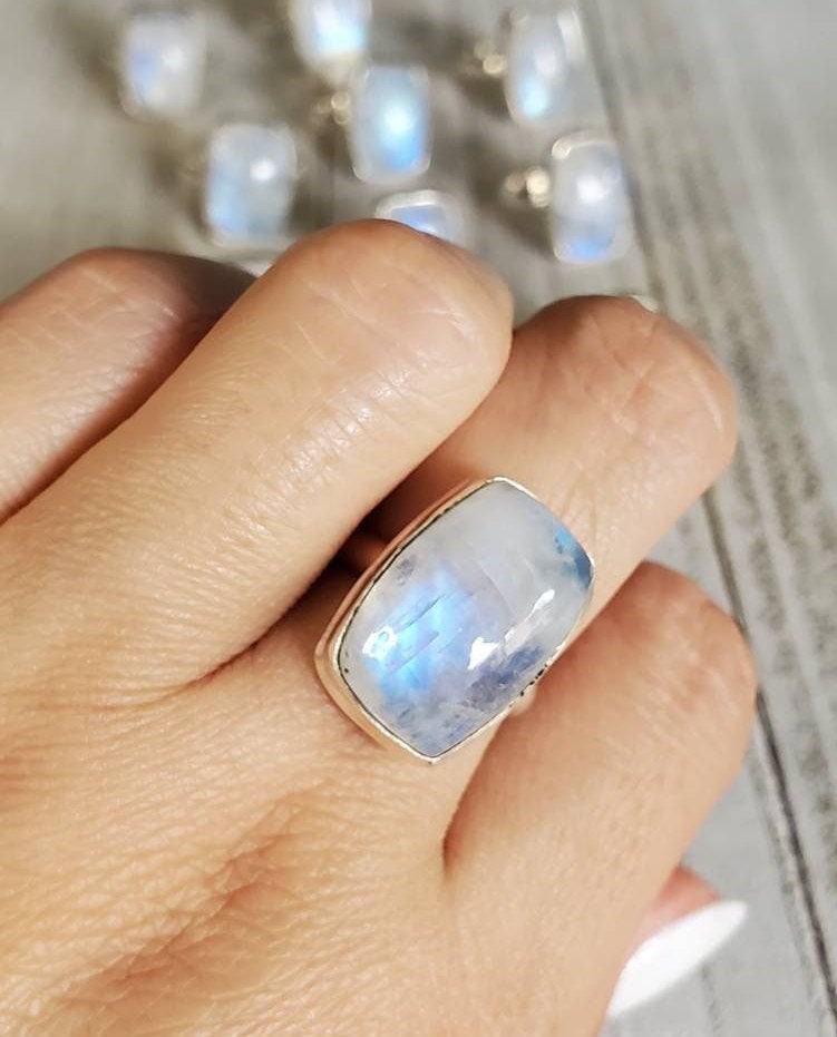 Moonstone Sterling Silver Solitaire Ring