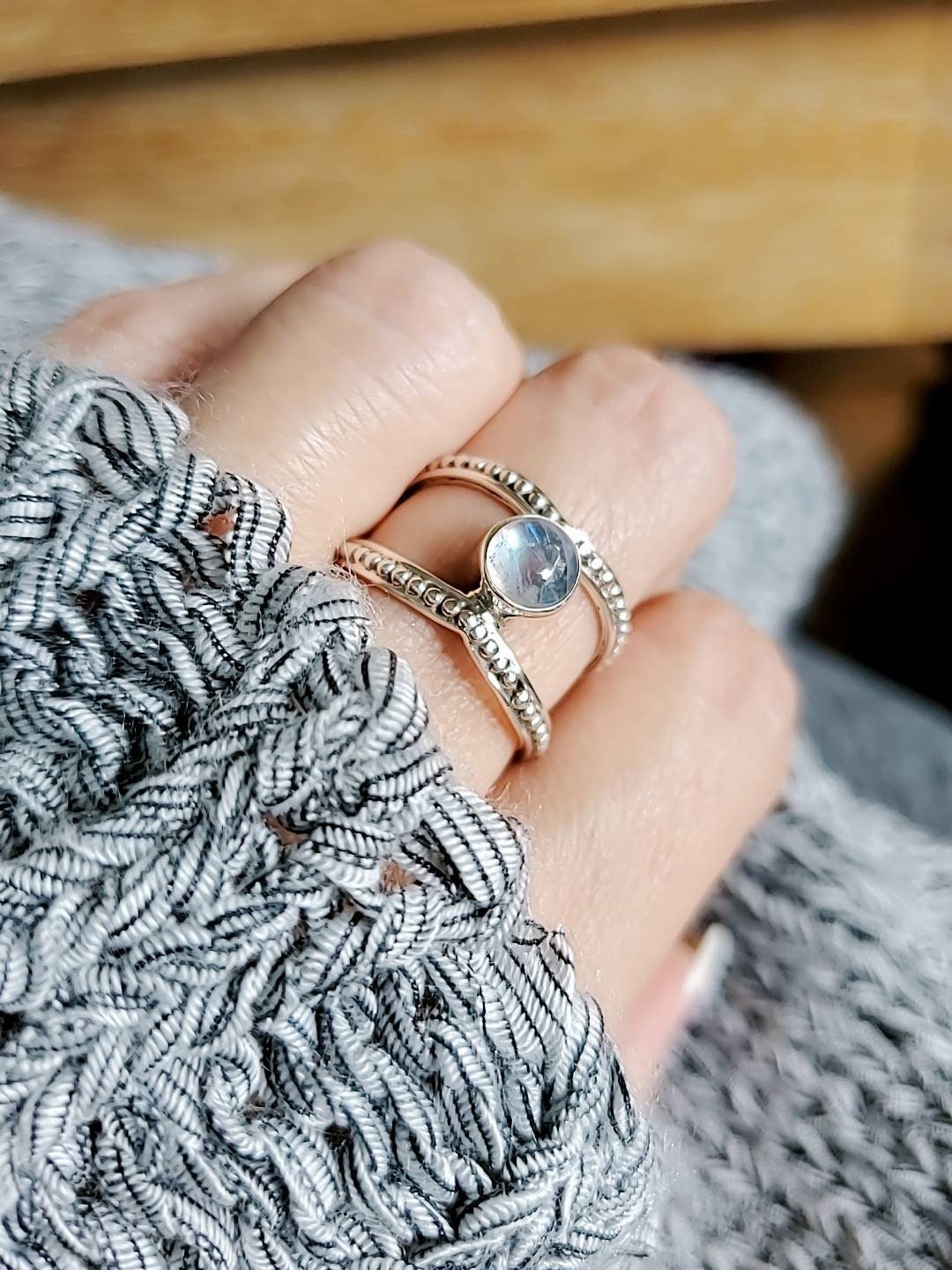 Moonstone Bohemian Sterling Silver Ring