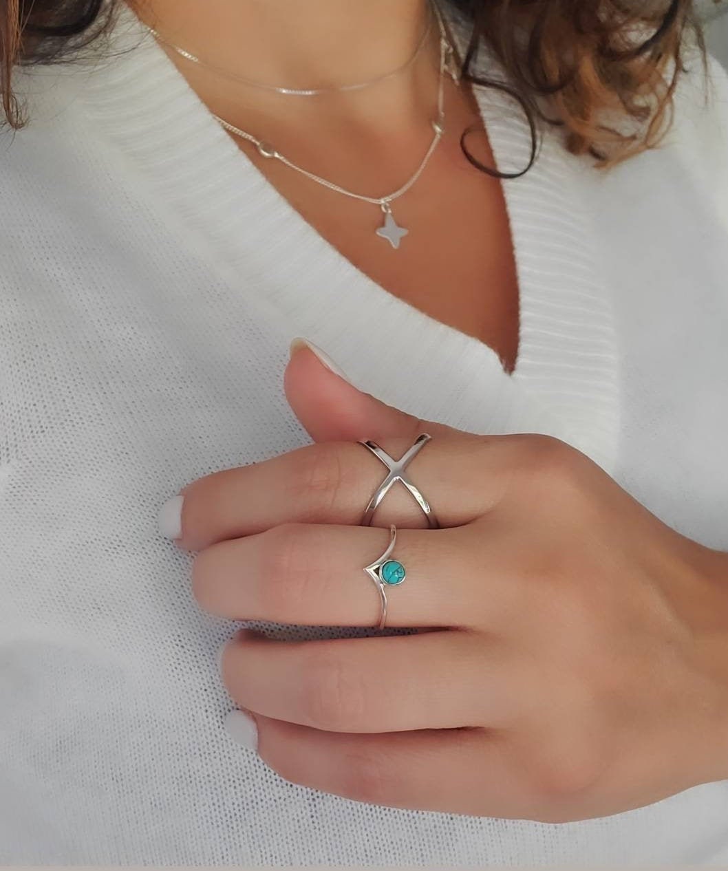 Dainty Natural Genuine Turquoise Ring