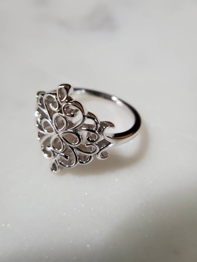 Filigree Pattern Sterling Silver Band Ring