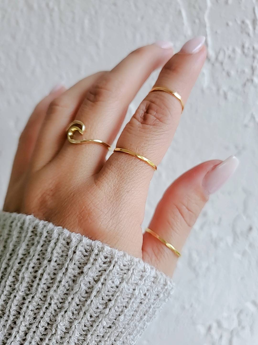 Minimalist Wave Inspired Gold Ring