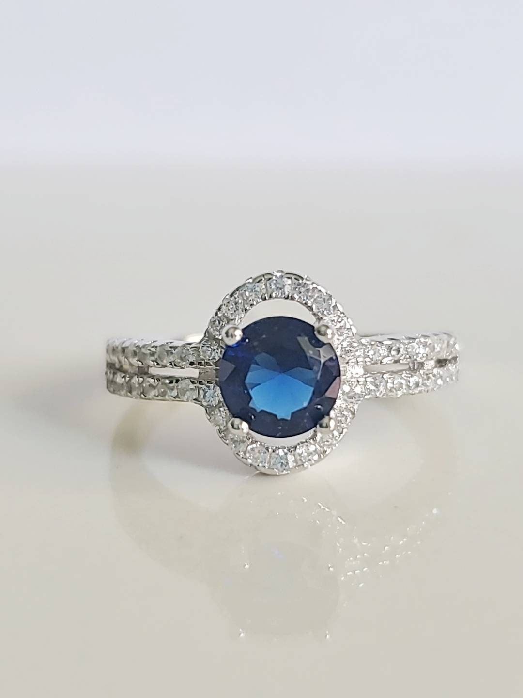 Minimalist Halo Sapphire Ring