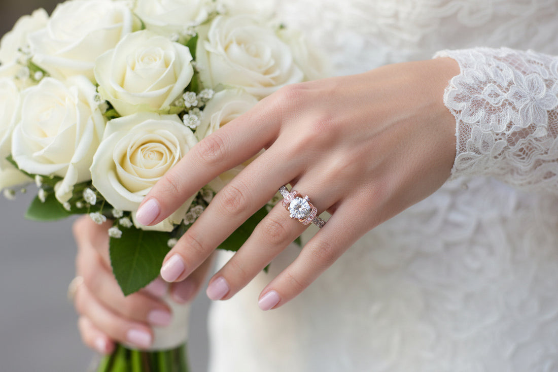 Sterling Silver Rose Gold Engagement Ring