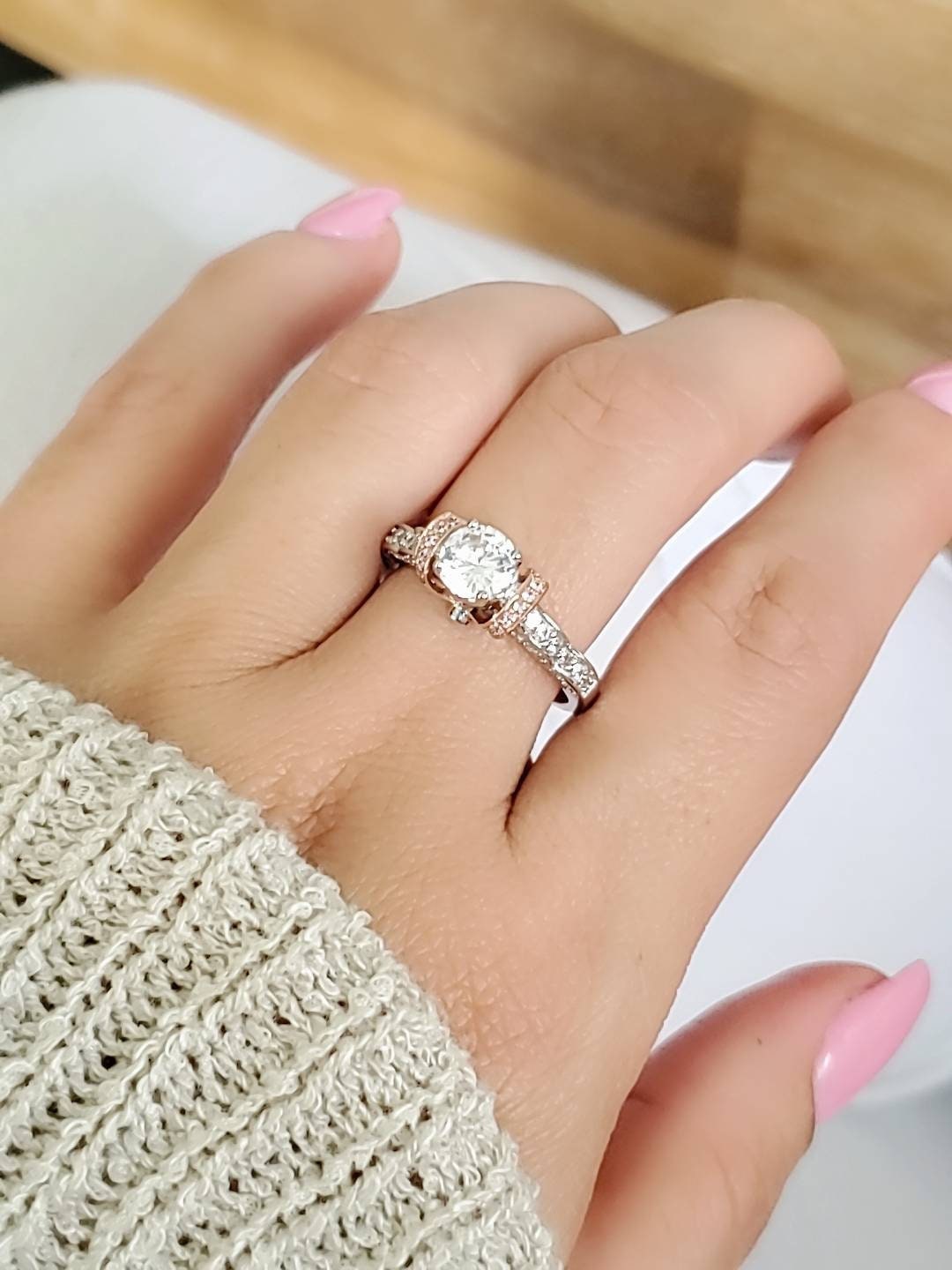 Rose Gold & Sterling Silver Engagement Ring