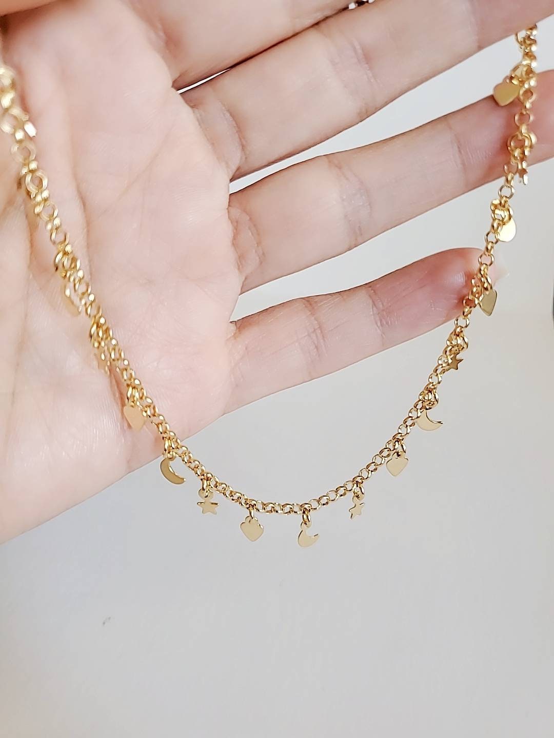 18K Gold Filled Moon and Stars Choker