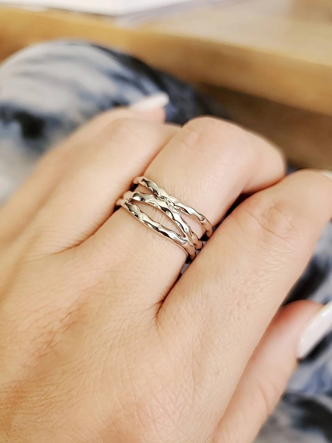 Sterling Silver Hammered Band