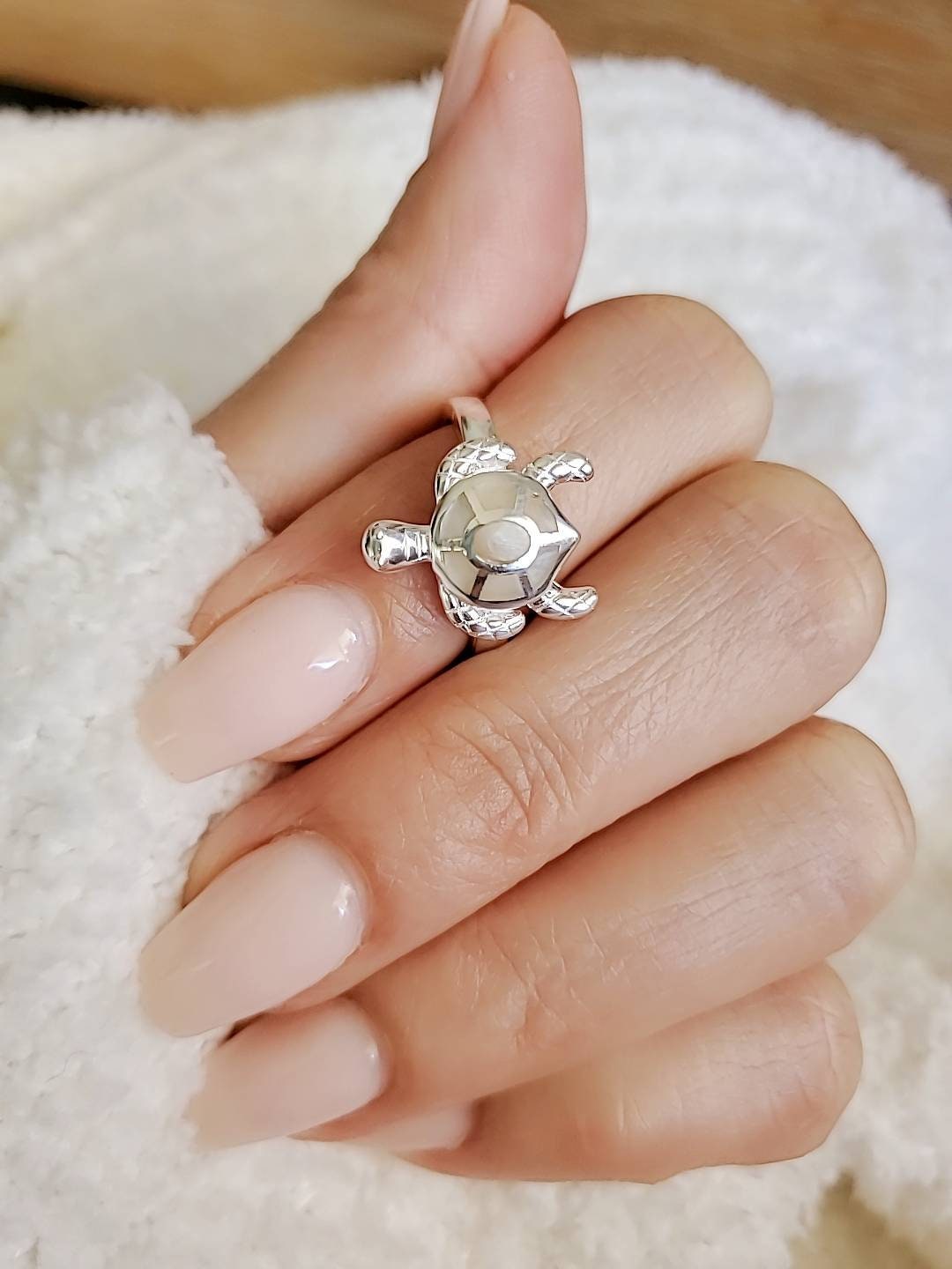 Mother of Pearl Turtle Ring