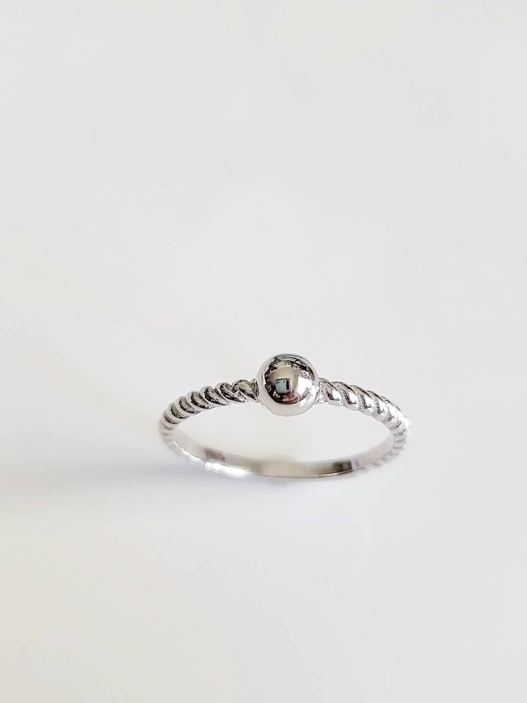 Single Ball Sterling Silver Beaded Ring