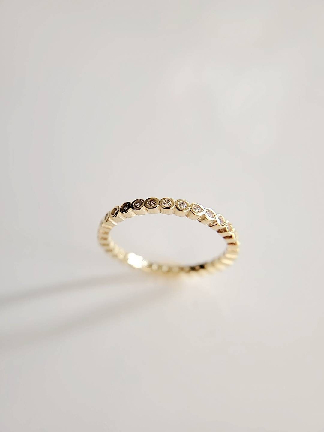 Sterling Silver Dainty Eternity Gold Plated Ring