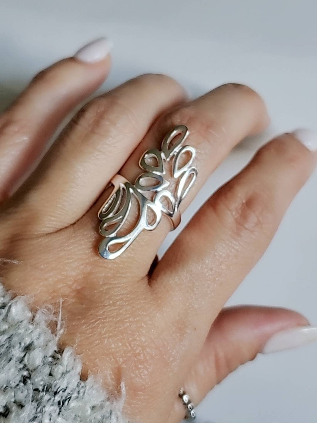 High Polished Shield Leaf Ring