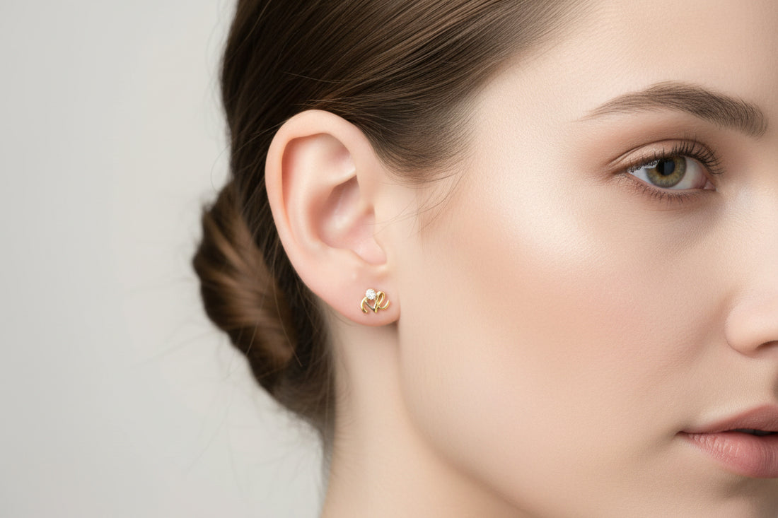 Gold Filled Dainty Love Stud Earrings