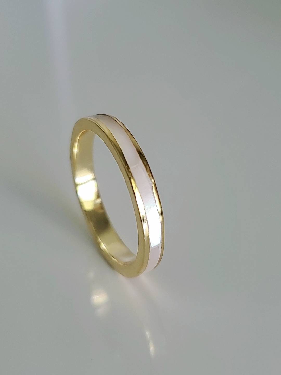 18K Gold Over Sterling Silver Mother of Pearl Ring