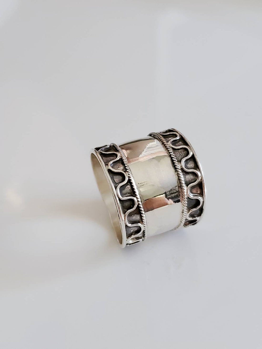 Sterling Silver Concave Bali Ring