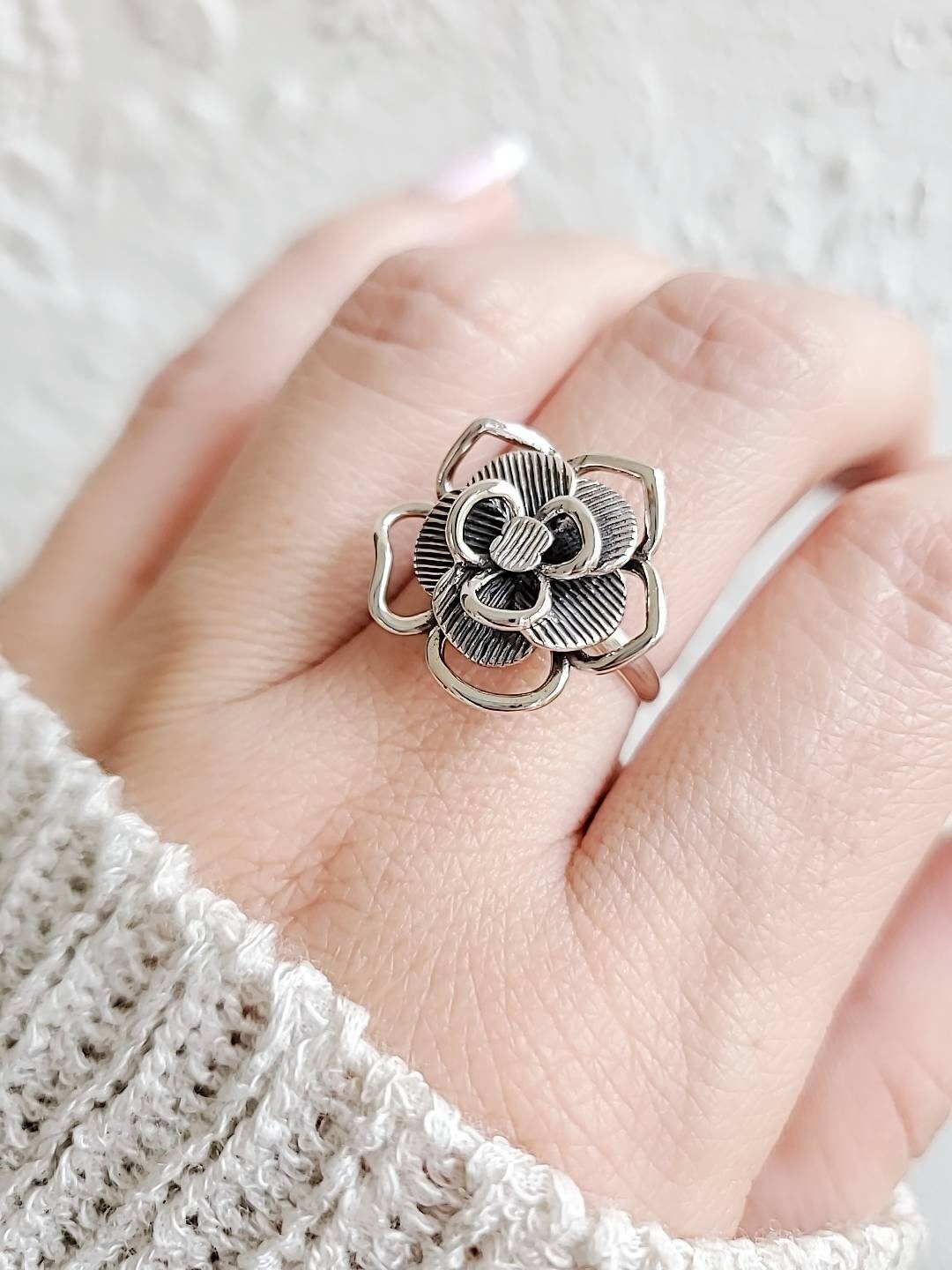 Minimalist Flower Statement Ring