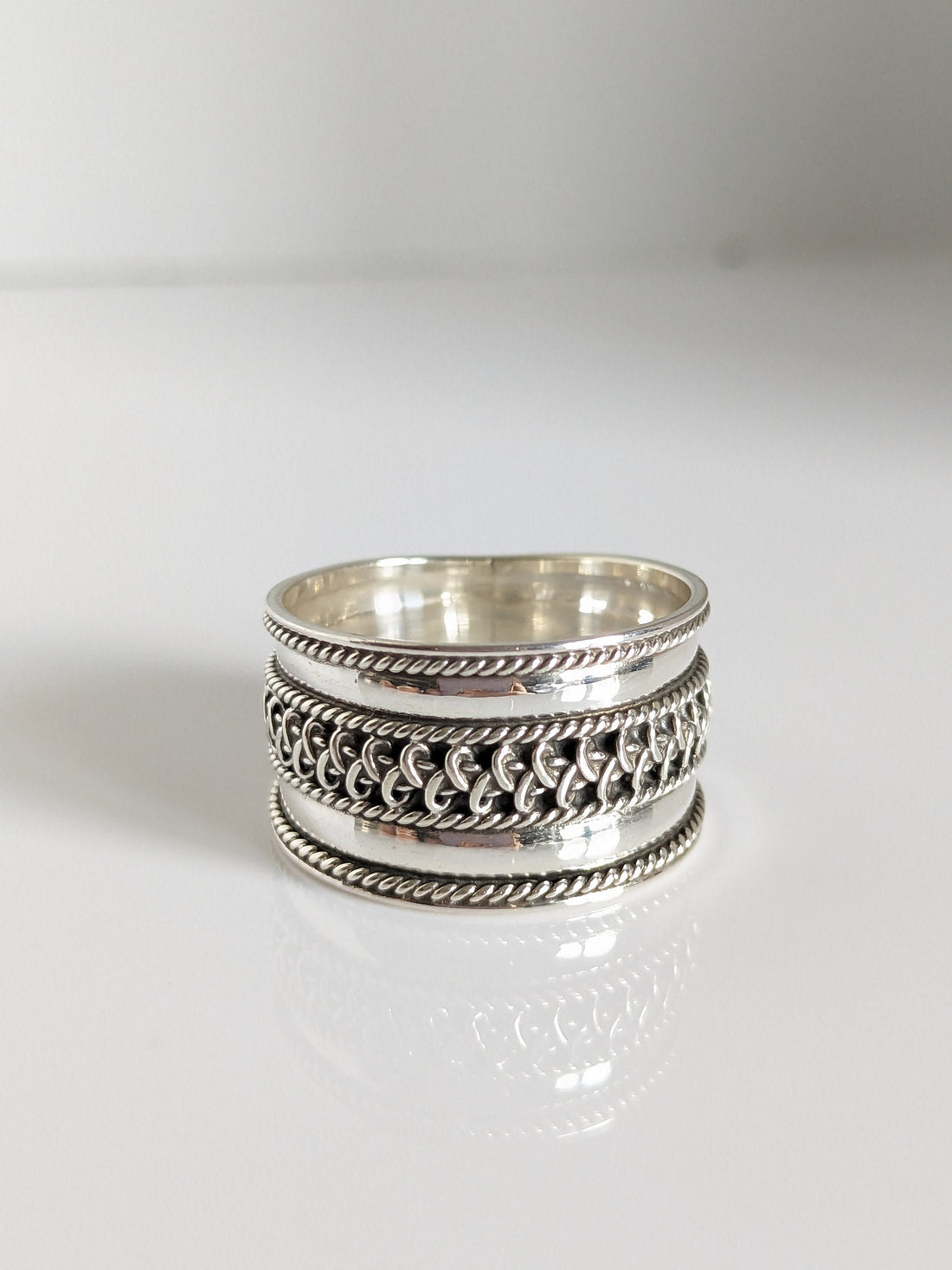 Wide Band Sterling Silver Ring