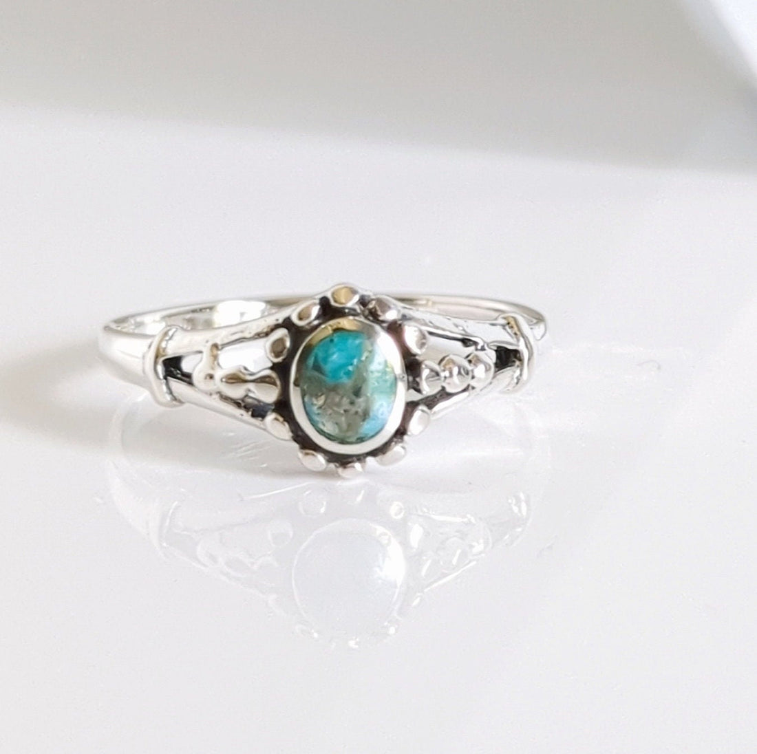 Dainty Turquoise Stamped Ring