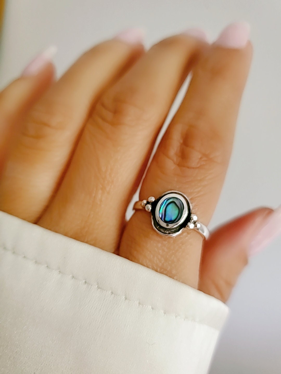 Sterling Silver Genuine Abalone Ring