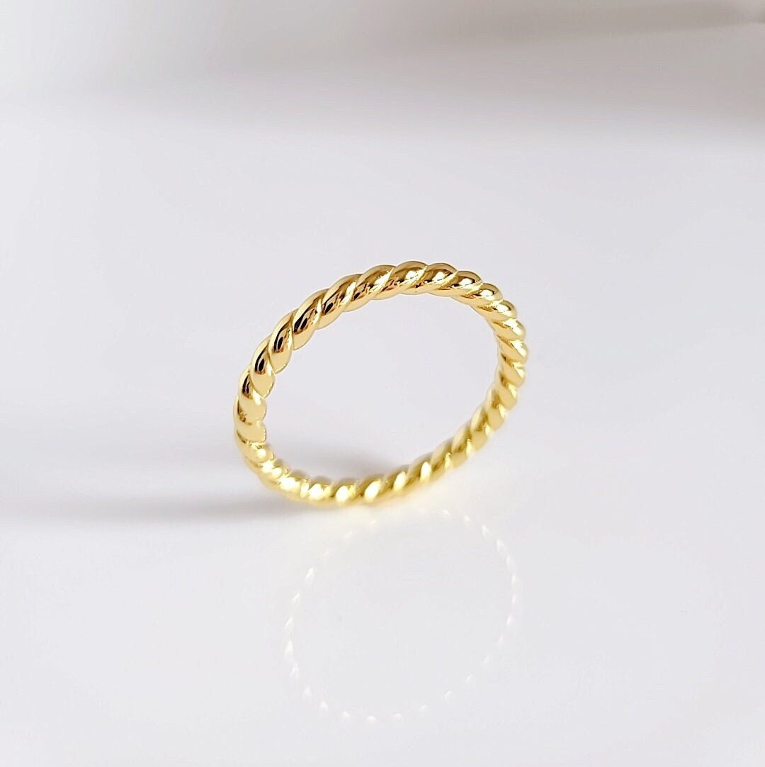 Gold Plated Stackable Twisted Ring