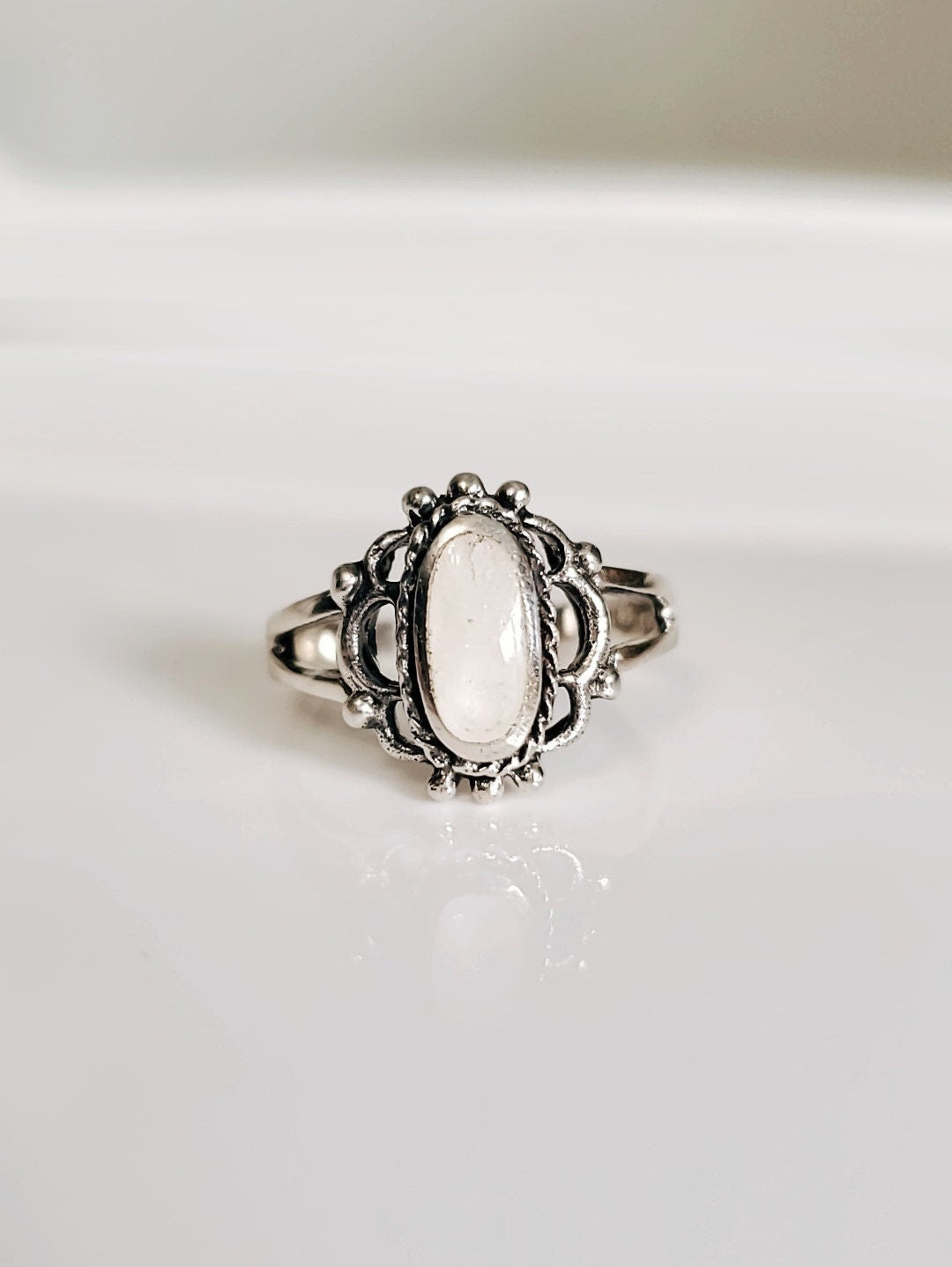 Mother of Pearl Minimalist Sterling Silver Ring