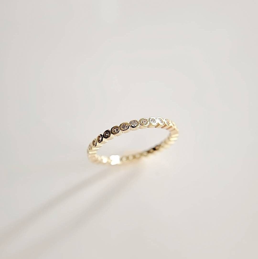 Thin Eternity Sterling Silver With Gold Plated Ring