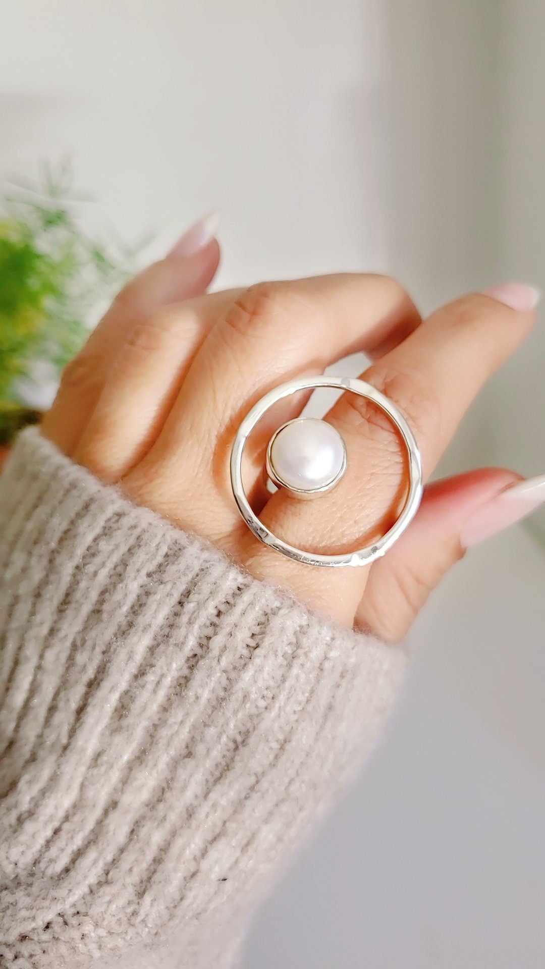 Fresh Water Floating Pearl Statement Ring