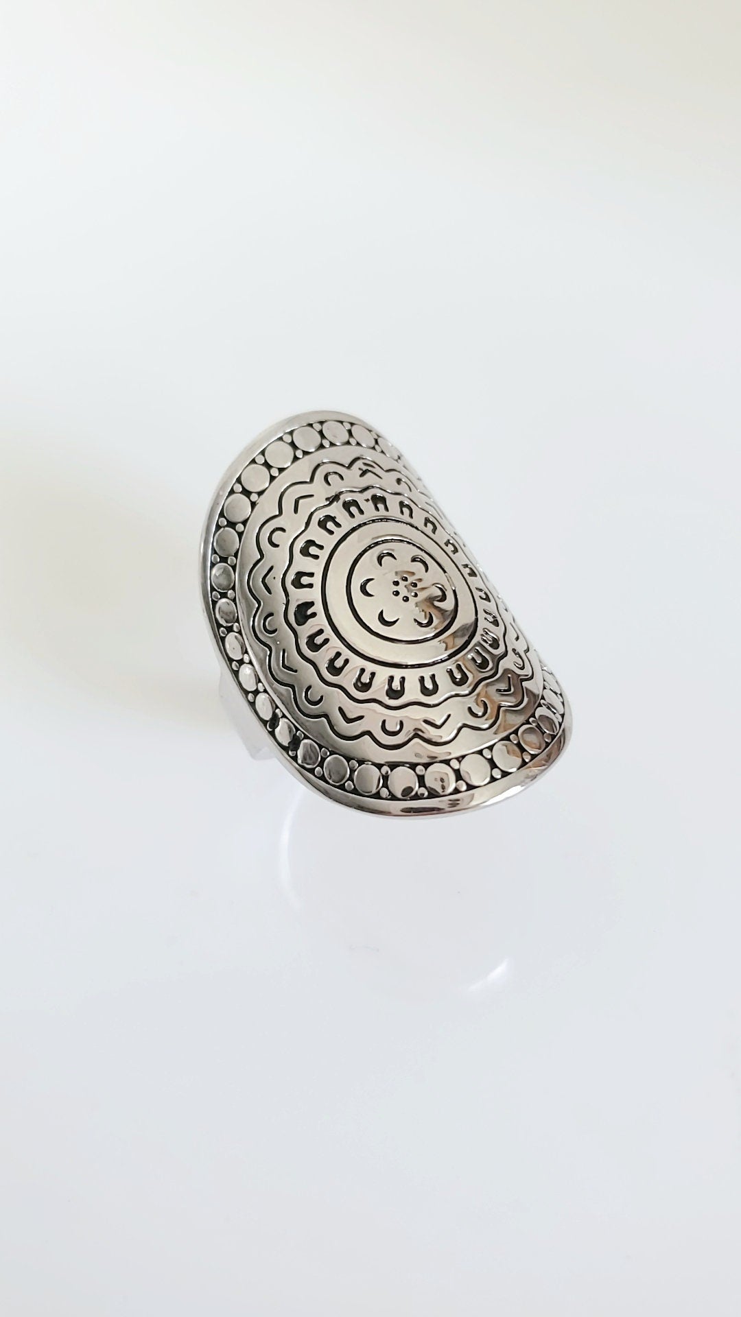 Wide Band Bohemian Shield Ring