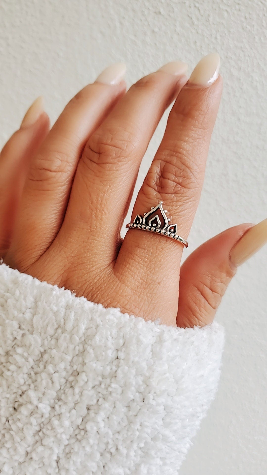 Sterling Silver Beaded Henna Mandala Ring
