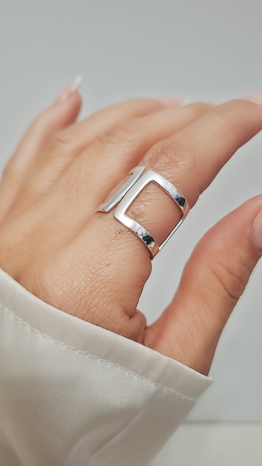 Art Deco Sterling Silver Cuff Ring