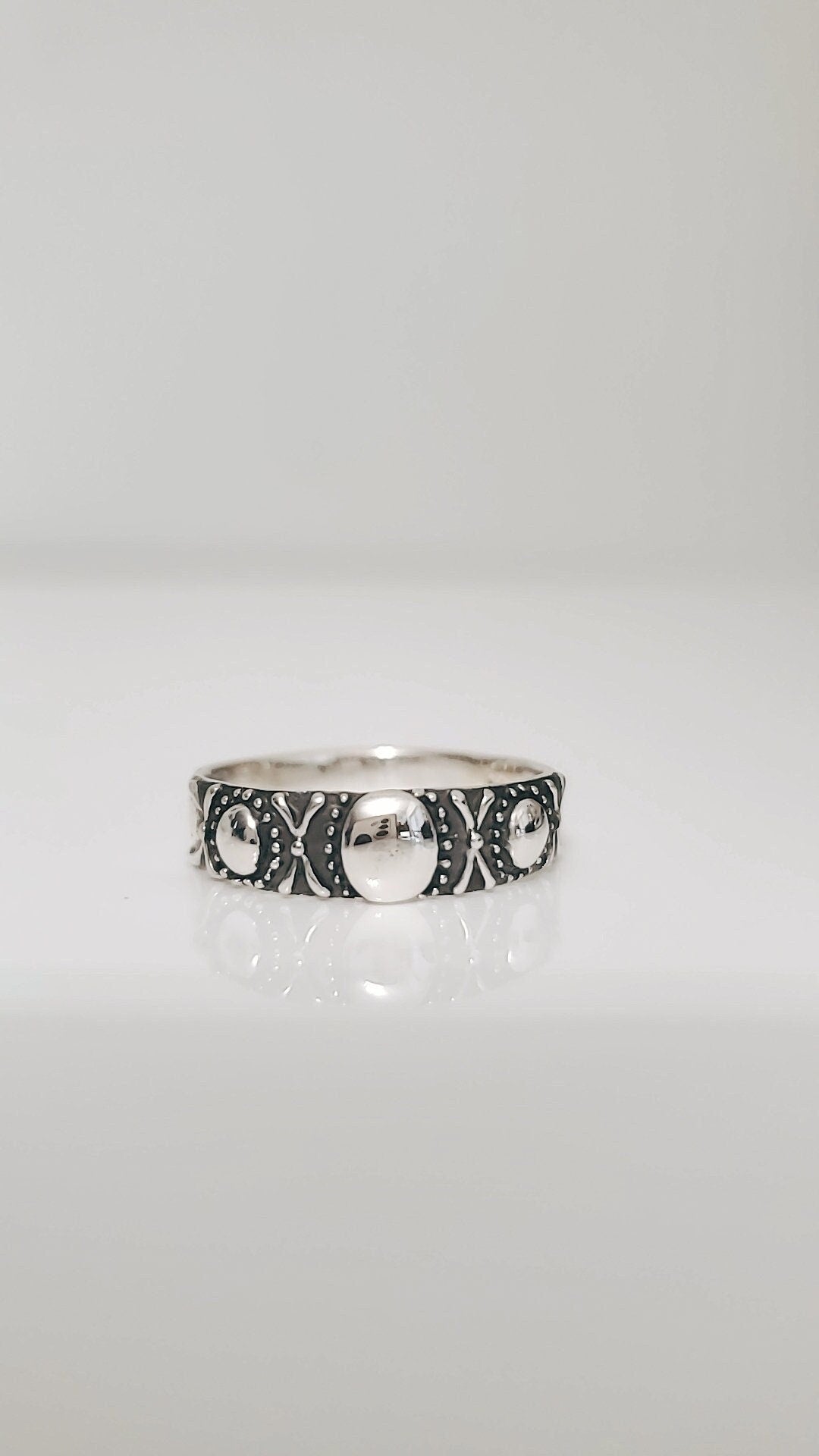 Sterling Silver Beaded Bali Band