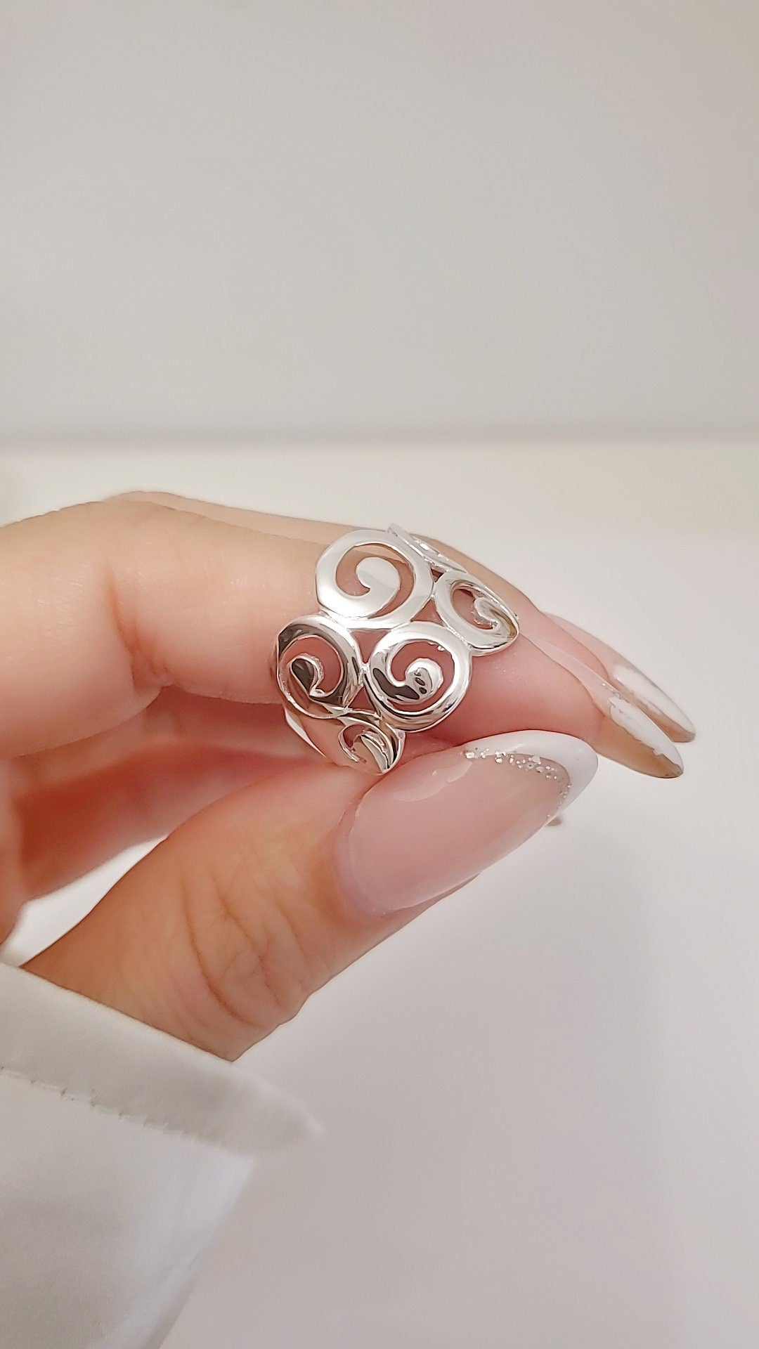 Sterling Silver 925 Swirls Spiral Ring