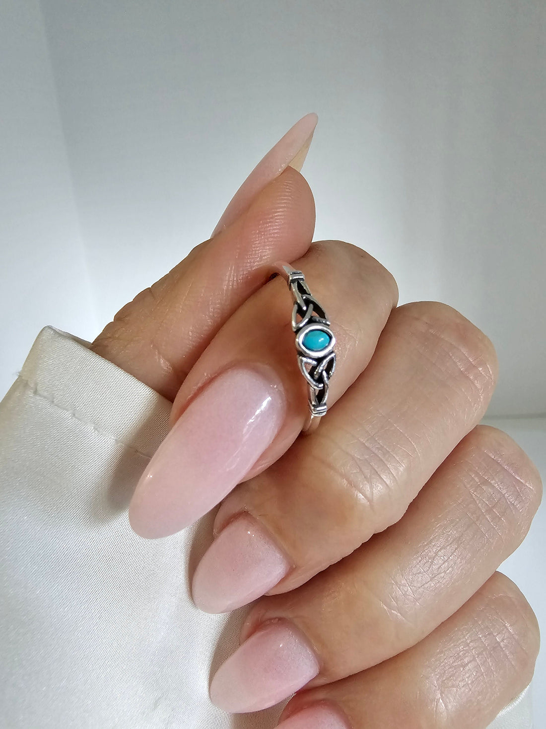 Minimalist Tiny Turquoise Celtic Ring