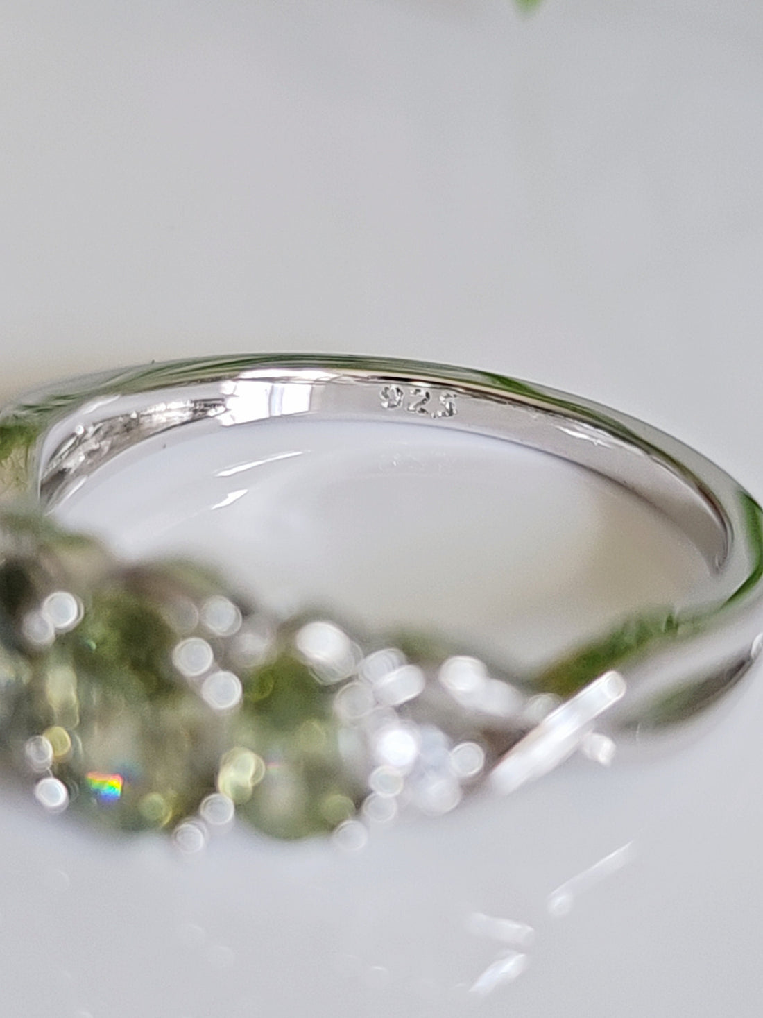 High Polished Sterling Silver Peridot Ring