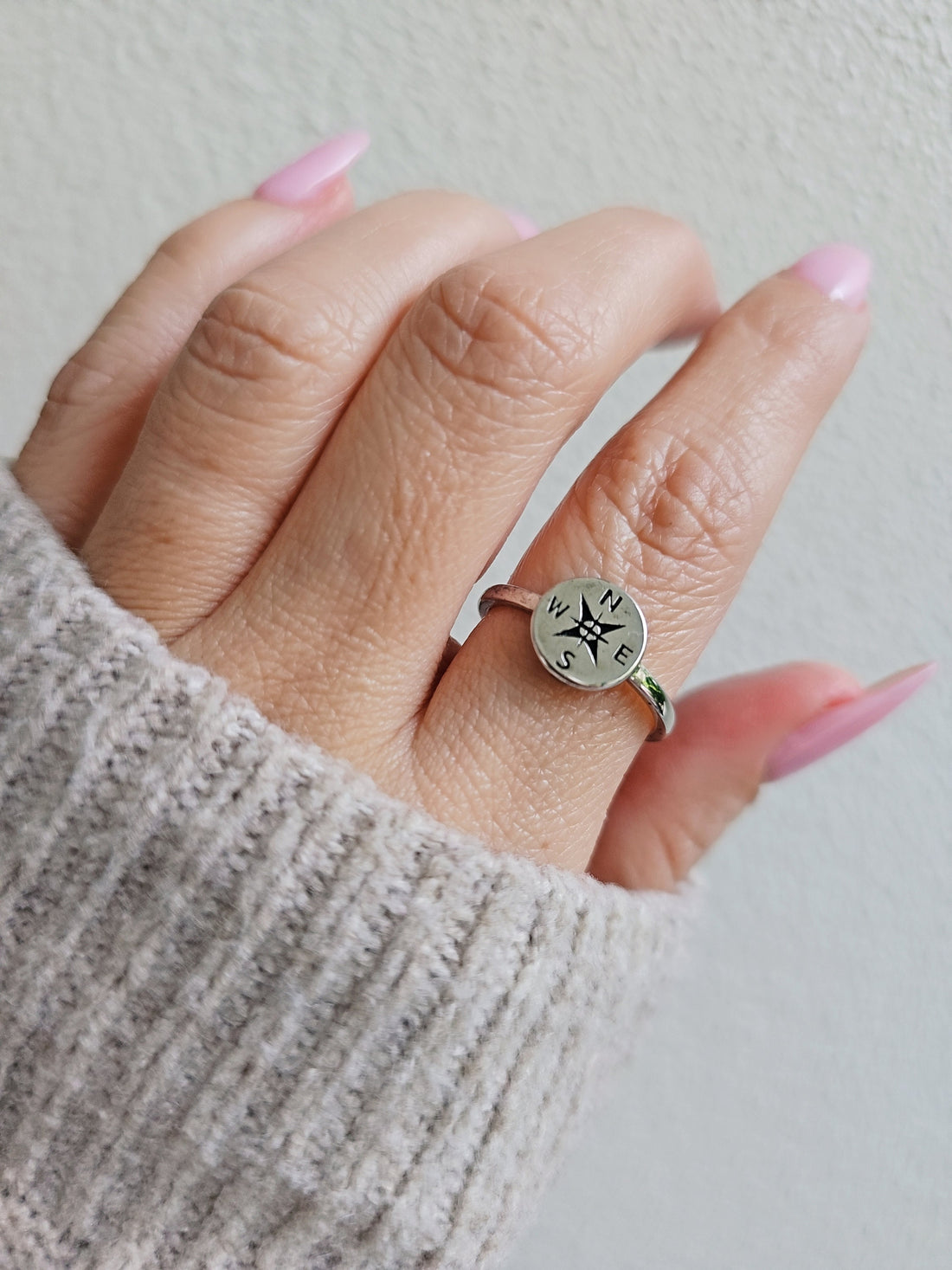 Nautical Sterling Silver Compass Ring