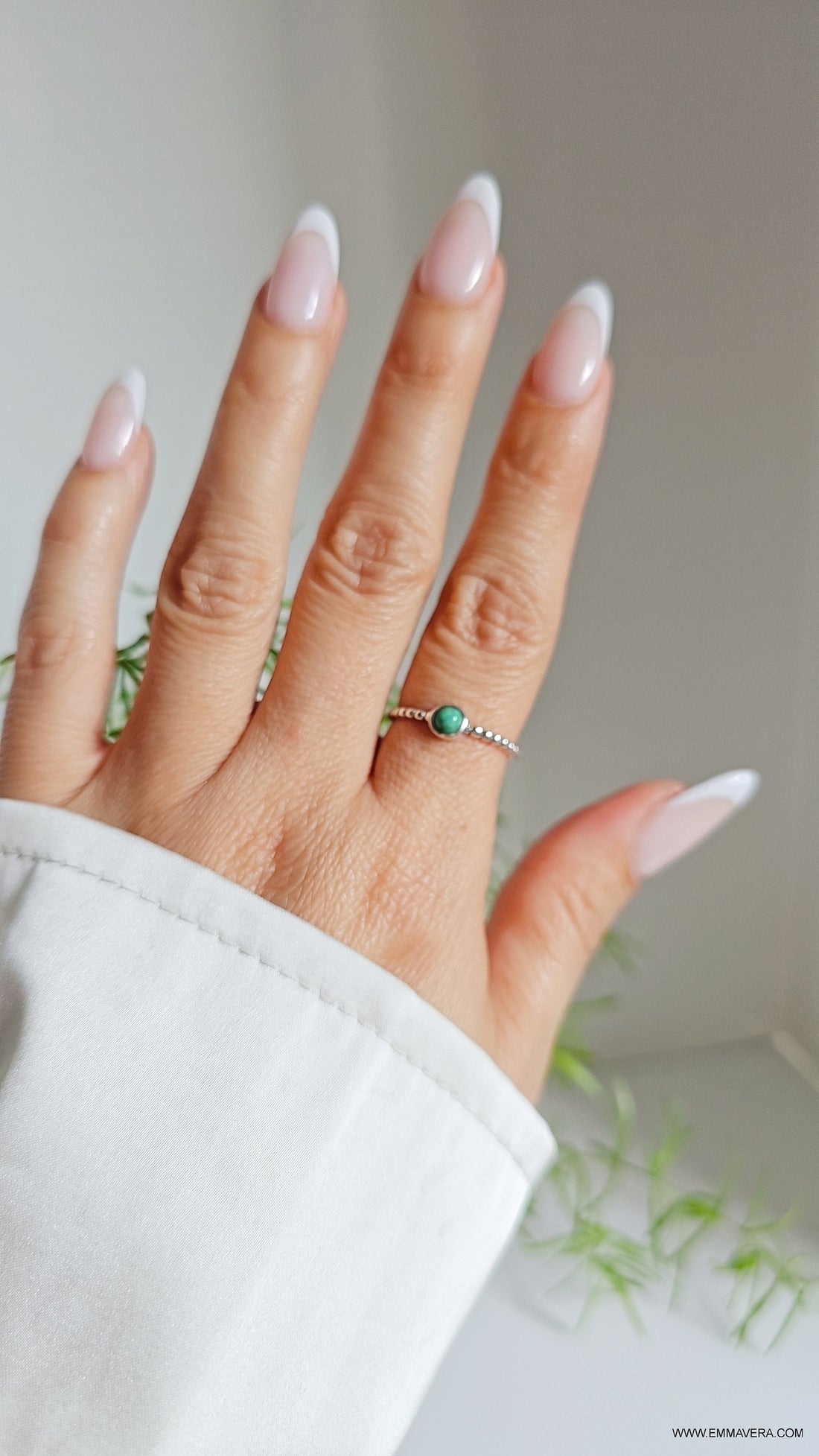 Beaded Sterling Silver Opal Ring