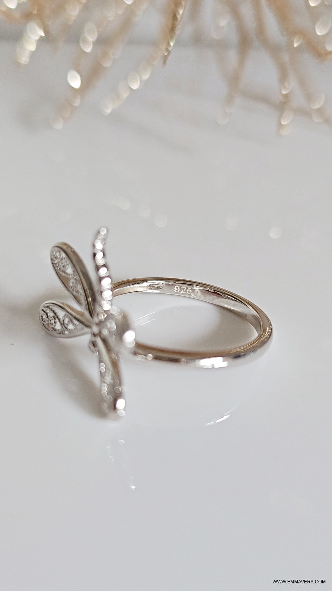 Minimalist Dragonfly Sterling Silver Ring