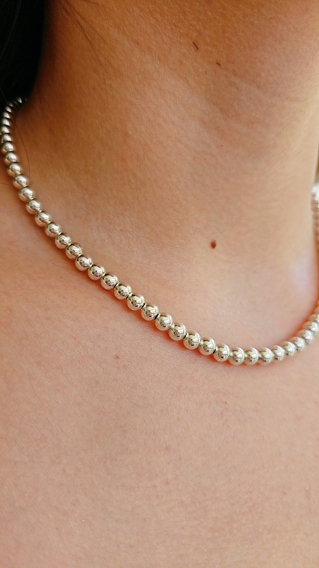 Sterling Silver Beaded Chain Necklace