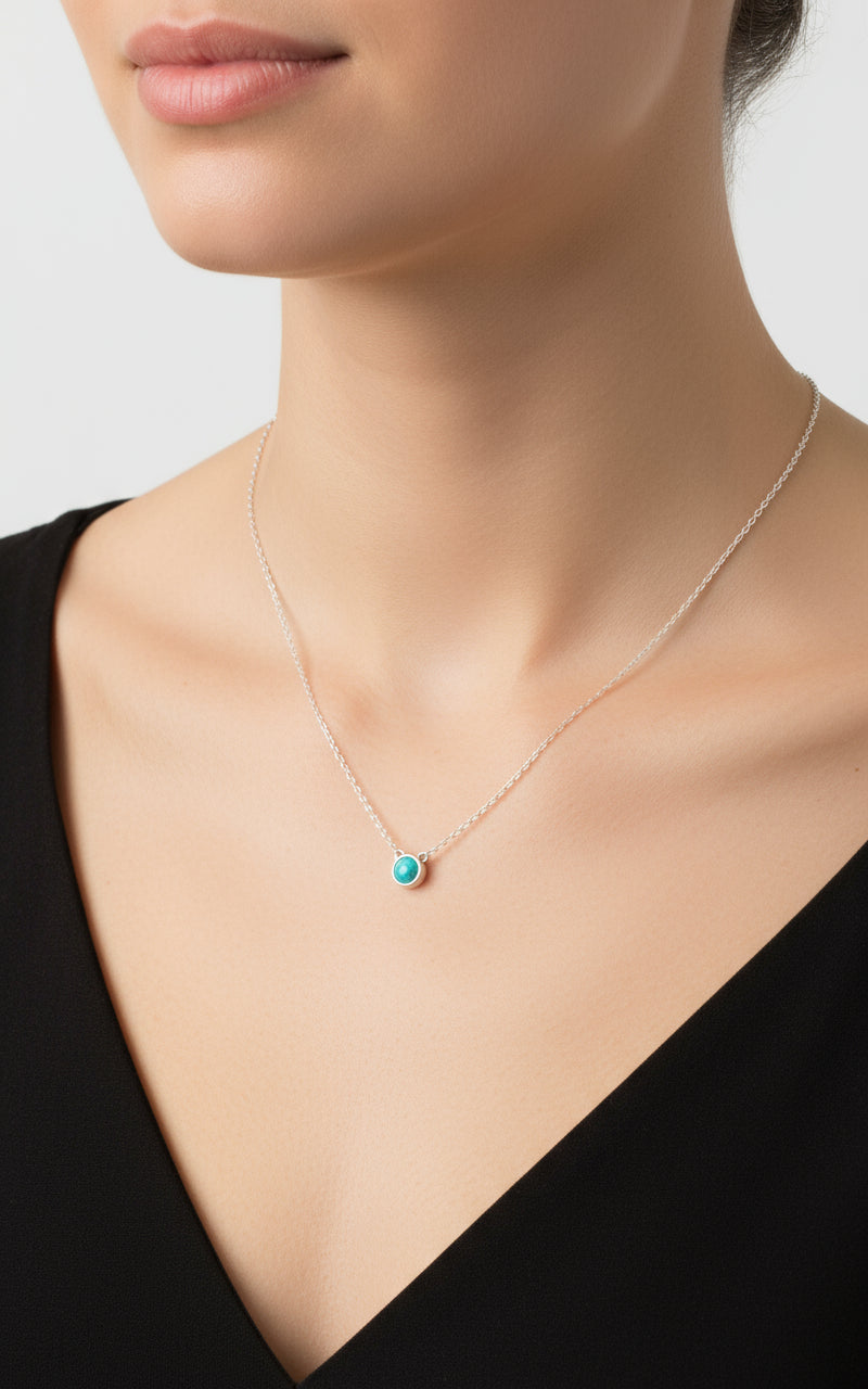 Sterling Silver 925 Delicate Turquoise Necklace